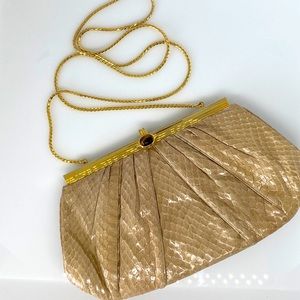 Judith Leiber python clutch bag